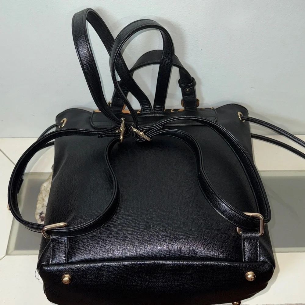 DUNE LONDON GENUINE CALF HAIR SAFFIANO LEATHER CHEETAH LEOPARD BACKPACK